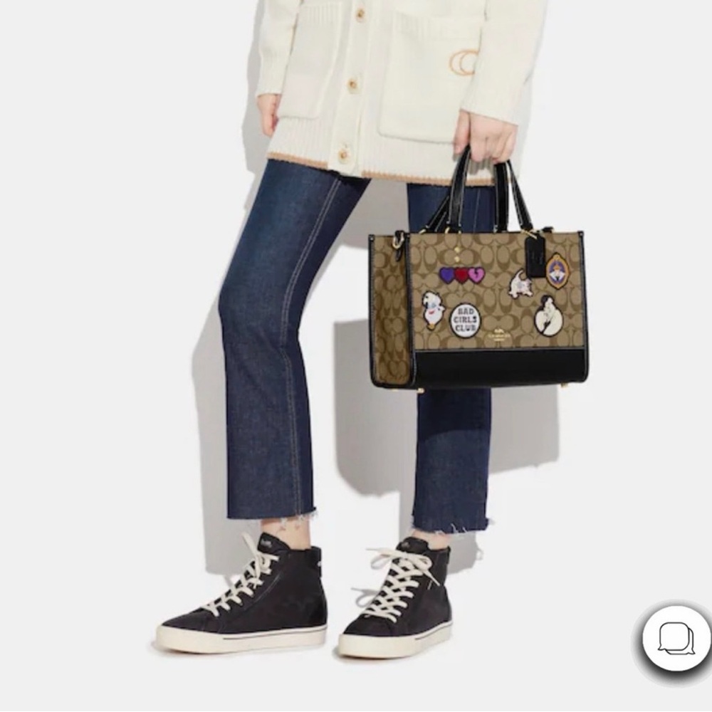 Coach x Disney  Brown Signature Tote with Black Trim and Disney Patch Accents - Picture 12 of 12